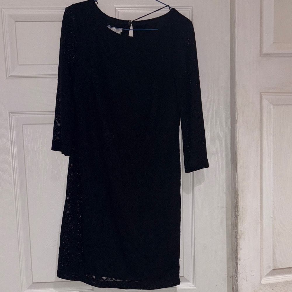 London Times Black Long Sleeve Dress